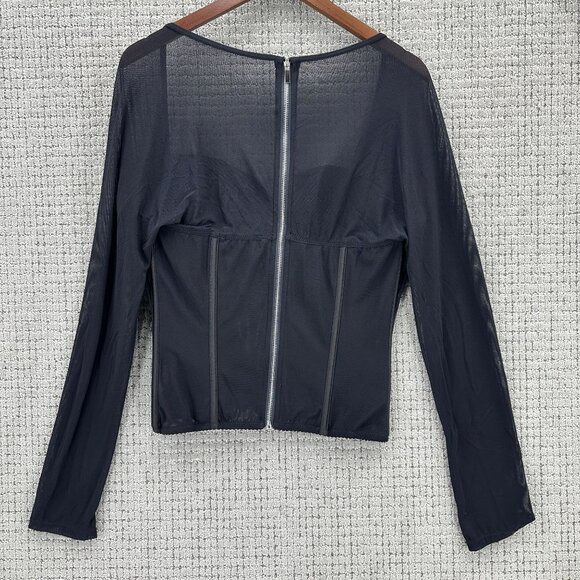 Shades Of Blonde Corset Top Womens Size 2X Black Long Sleeve Mesh Underwire - Picture 2 of 10